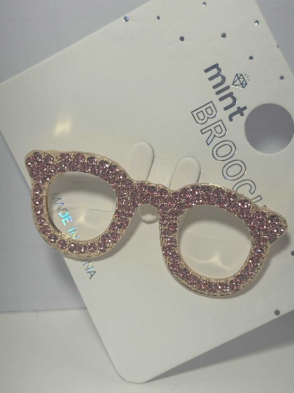 Pink Rhinestone Sunglasses Brooch